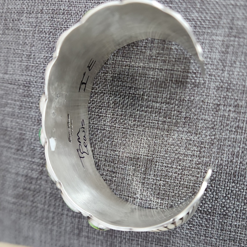 Large NWOT Native American Navajo 24 Turquoise Stone & Sterling Cuff Bracelet💙 - Picture 6 of 16